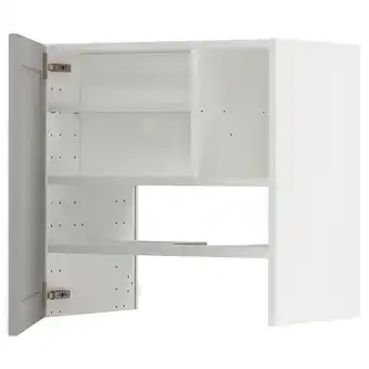 IKEA Metod bovenkast v afzuigkap&plank/deur, wit/lerhyttan lichtgrijs, 60x60 cm aanbieding