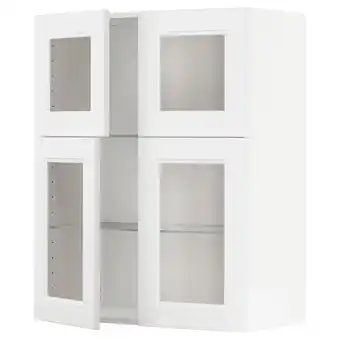 IKEA Metod bovenkast m planken/4 vitrinedeuren, wit/axstad mat wit, 80x100 cm aanbieding