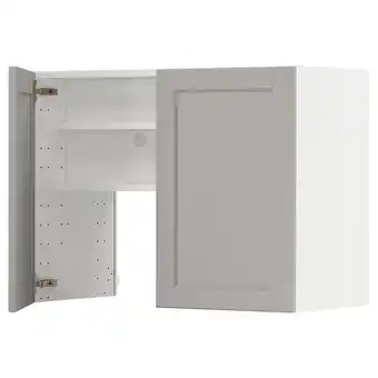 IKEA Metod bovenkast v afzuigkap&plank/deur, wit/lerhyttan lichtgrijs, 80x60 cm aanbieding