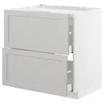 IKEA Metod onderkast kookplaat/2 front/2 lade, wit/lerhyttan lichtgrijs, 80x60 cm aanbieding