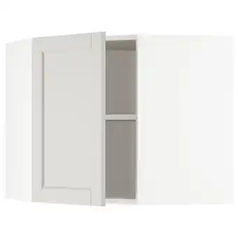 IKEA Metod bovenhoekkast met planken, wit/lerhyttan lichtgrijs, 68x60 cm aanbieding
