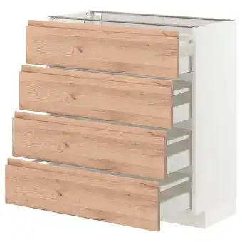 IKEA Metod / maximera onderkast 4 fronten/4 lades, wit/voxtorp eikenpatroon, 80x37 cm aanbieding