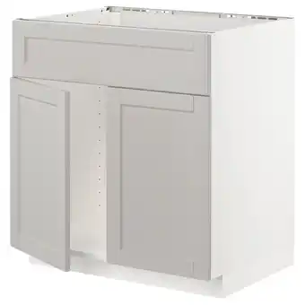 IKEA Metod onderkast v spoelb m 2 deuren/front, wit/lerhyttan lichtgrijs, 80x60 cm aanbieding