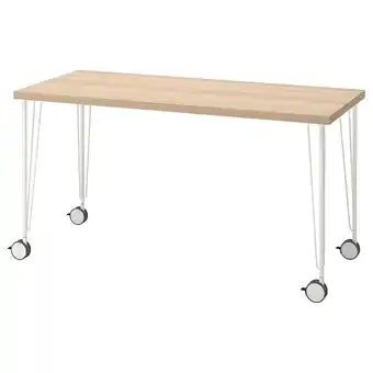 IKEA Lagkapten / krille bureau, wit gelazuurd eikeneffect/wit, 140x60 cm aanbieding