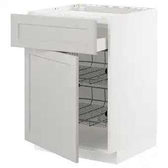 IKEA Metod / maximera onderkast kookplaat/la/2 draadmand, wit/lerhyttan lichtgrijs, 60x60 cm aanbieding