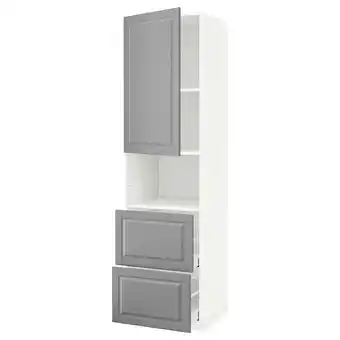 IKEA Metod / maximera hoge kast magnetron m deur/2 lades, wit/bodbyn grijs, 60x60x220 cm aanbieding