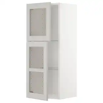 IKEA Metod bovenkast m planken/2 vitrinedeuren, wit/lerhyttan lichtgrijs, 40x100 cm aanbieding