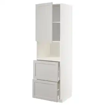 IKEA Metod / maximera hoge kast magnetron m deur/2 lades, wit/lerhyttan lichtgrijs, 60x60x200 cm aanbieding