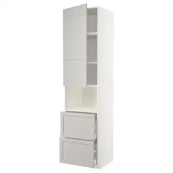 IKEA Metod / maximera hoge kast magnetron m deur/2 lades, wit/lerhyttan lichtgrijs, 60x60x240 cm aanbieding