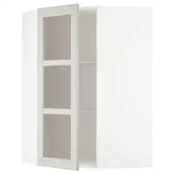 IKEA Metod bovenhoekkast met plank/vitrinedeur, wit/lerhyttan lichtgrijs, 68x100 cm aanbieding