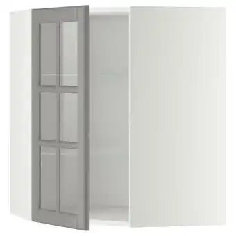 IKEA Metod bovenhoekkast met plank/vitrinedeur, wit/bodbyn grijs, 68x80 cm aanbieding