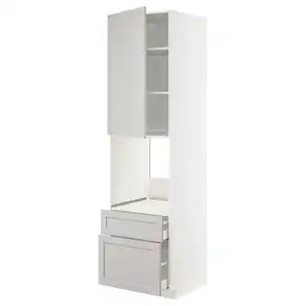 IKEA Metod / maximera hoge kast voor oven + deur/2 lades, wit/lerhyttan lichtgrijs, 60x60x220 cm aanbieding