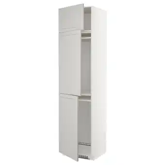 IKEA Metod hoge kast koelk/vriezer + 3 deuren, wit/lerhyttan lichtgrijs, 60x60x240 cm aanbieding