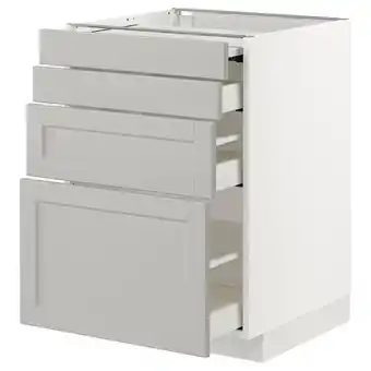 IKEA Metod / maximera onderkast uitschuifb werkbl/3 lades, wit/lerhyttan lichtgrijs, 60x60 cm aanbieding