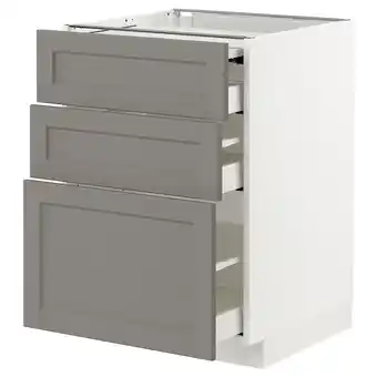IKEA Metod / maximera onderkast uitschuifb werkbl/3 lades, wit/lerhyttan lichtgrijs, 60x60 cm aanbieding