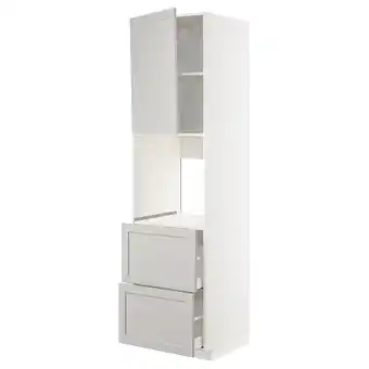 IKEA Metod / maximera hoge kast oven&deur/2front/2hg lade, wit/lerhyttan lichtgrijs, 60x60x220 cm aanbieding