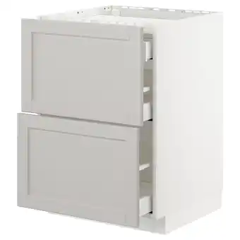 IKEA Metod onderkast kookplaat/2 front/3 lade, wit/lerhyttan lichtgrijs, 60x60 cm aanbieding