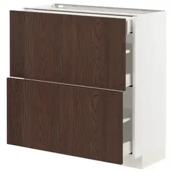 IKEA Metod / maximera Onderkast m 2front/3lades, wit/sinarp bruin, 80x37 cm aanbieding