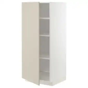 IKEA Metod Hoge kast met planken, wit/havstorp beige, 60x60x140 cm aanbieding