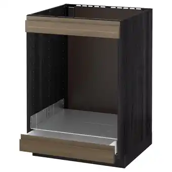 IKEA Metod / maximera Onderkast kookplaat+oven m la, zwart/voxtorp walnoot, 60x60 cm aanbieding