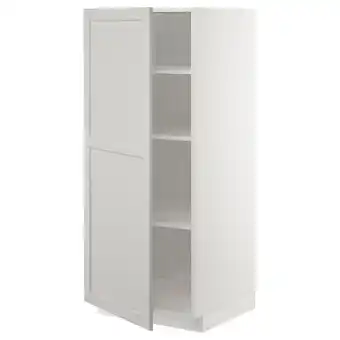 IKEA Metod Hoge kast met planken, wit/lerhyttan lichtgrijs, 60x60x140 cm aanbieding