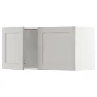 IKEA Metod Bovenkast met 2 deuren, wit/lerhyttan lichtgrijs, 80x40 cm aanbieding