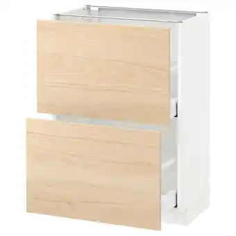 IKEA Metod onderkast met 2 lades, wit/askersund licht essenpatroon, 60x37 cm aanbieding