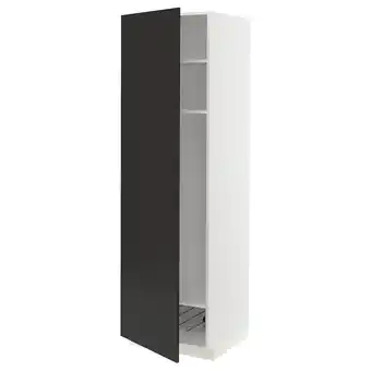 IKEA Metod hoge kast met planken/draadmand, wit/nickebo mat antraciet, 60x60x200 cm aanbieding