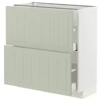 IKEA Metod / maximera onderkast met 2 lades, wit/stensund lichtgroen, 80x37 cm aanbieding