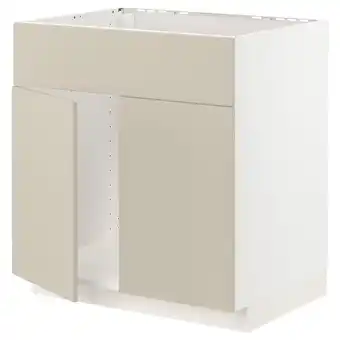 IKEA Metod onderkast v spoelb m 2 deuren/front, wit/havstorp beige, 80x60 cm aanbieding