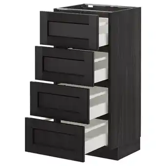 IKEA Metod onderkast 4 fronten/4 lades, zwart/lerhyttan zwart gelazuurd, 40x37 cm aanbieding