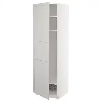 IKEA Metod hoge kast met planken/draadmand, wit/lerhyttan lichtgrijs, 60x60x200 cm aanbieding