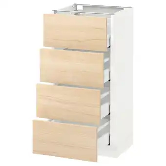 IKEA Metod onderkast 4 fronten/4 lades, wit/askersund licht essenpatroon, 40x37 cm aanbieding