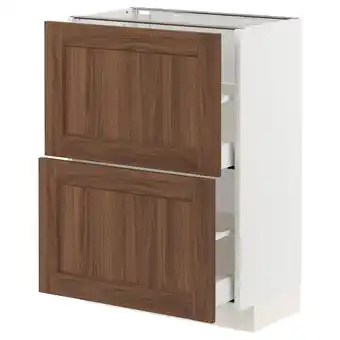 IKEA Metod / maximera onderkast met 2 lades, wit enköping/bruin walnootpatroon, 60x37 cm aanbieding