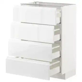 IKEA Metod onderkast 4 fronten/4 lades, wit/voxtorp hoogglans/wit, 60x37 cm aanbieding