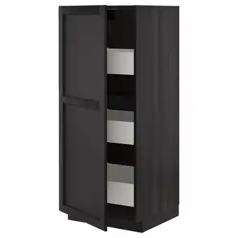 IKEA Metod / maximera hoge kast met lades, zwart/lerhyttan zwart gelazuurd, 60x60x140 cm aanbieding