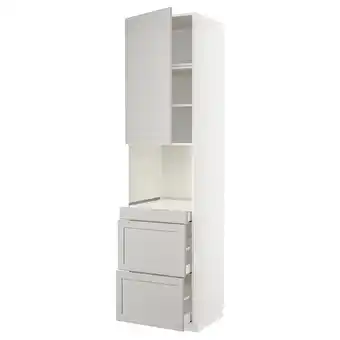 IKEA Metod / maximera hoge kast combimagn&deur/3 lades, wit/lerhyttan lichtgrijs, 60x60x240 cm aanbieding