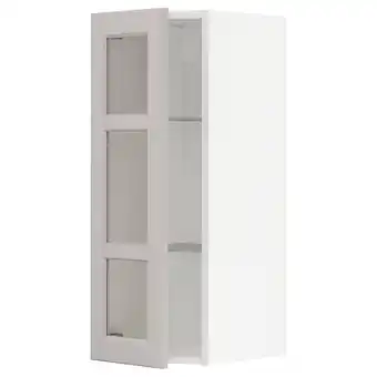 IKEA Metod bovenkast m planken/vitrinedeur, wit/lerhyttan lichtgrijs, 30x80 cm aanbieding