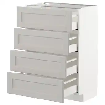 IKEA Metod onderkast 4 fronten/4 lades, wit/lerhyttan lichtgrijs, 60x37 cm aanbieding