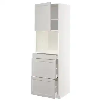 IKEA Metod / maximera hoge kast combimagn&deur/3 lades, wit/lerhyttan lichtgrijs, 60x60x200 cm aanbieding
