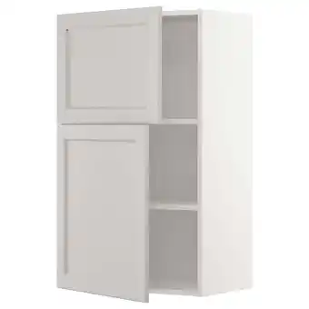 IKEA Metod bovenkast met planken/2 deuren, wit/lerhyttan lichtgrijs, 60x100 cm aanbieding