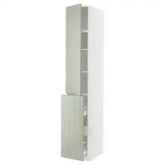 IKEA Metod / maximera hoge kast uittrekb 3la/1dr/2plank, wit/stensund lichtgroen, 40x60x240 cm aanbieding