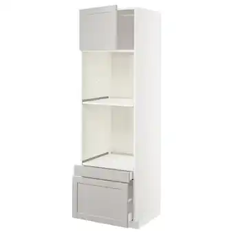 IKEA Metod / maximera hoge kast oven/combimag deur/2la, wit/lerhyttan lichtgrijs, 60x60x200 cm aanbieding