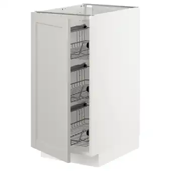 IKEA Metod onderkast met draadmanden, wit/lerhyttan lichtgrijs, 40x60 cm aanbieding