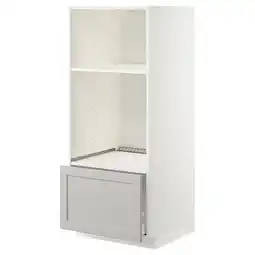 IKEA Metod hoge kast oven/magn met lade, wit/lerhyttan lichtgrijs, 60x60x140 cm aanbieding