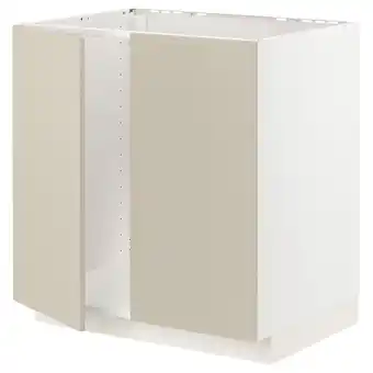 IKEA Metod onderkast voor spoelbak + 2 deuren, wit/havstorp beige, 80x60 cm aanbieding