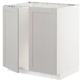 IKEA Metod onderkast voor spoelbak + 2 deuren, wit/lerhyttan lichtgrijs, 80x60 cm aanbieding