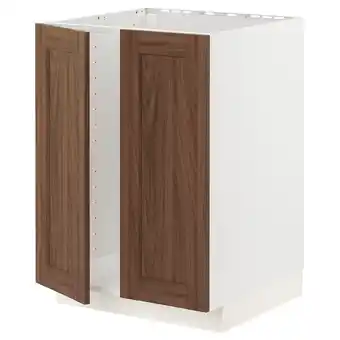 IKEA Metod onderkast voor spoelbak + 2 deuren, wit enköping/bruin walnootpatroon, 60x60 cm aanbieding