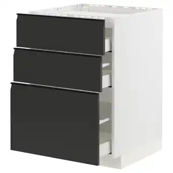 IKEA Metod / maximera onderkast kookplaat/3 front/3 lade, wit/upplöv mat antraciet, 60x60 cm aanbieding