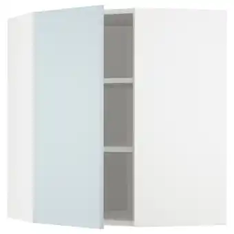 IKEA Metod bovenhoekkast met plank, wit/kallarp licht grijsblauw, 68x80 cm aanbieding